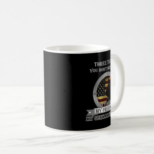 Mug Black German Shepherd American Flag Three Things Y (Devant droit)
