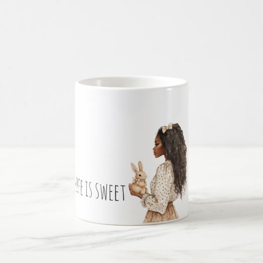 Mug Black Girl Bunny Rabbit Life is sweet (Centre)
