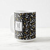 Mug Black Gold Monogram Name Christmas Holiday (Devant gauche)