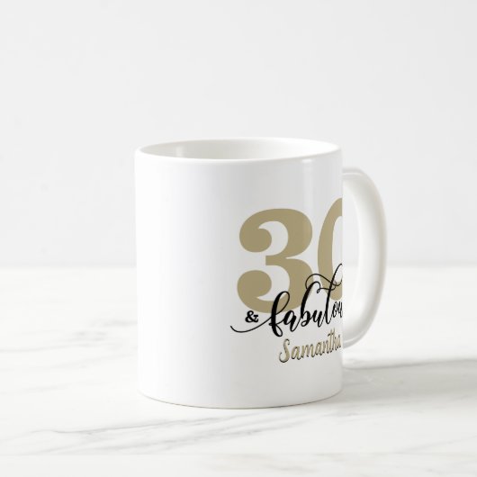 Mug Black Gold Script 30 et fabuleux anniversaire (Devant droit)