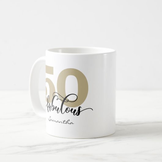 Mug Black Gold Script 50 et fabuleux anniversaire (Devant gauche)
