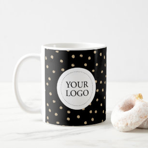 Mug Black & Gold Simple Pattern Business Logo Custom
