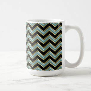 Mug Black Gold Turquoise ZigZag