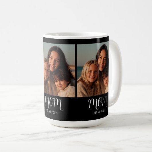 Mug Black Graceful Script Mom Established 3 Photo  (Devant droit)