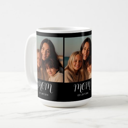 Mug Black Graceful Script Mom Established 3 Photo  (Devant gauche)