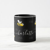 Mug Black happy bumble abeilles été fun humour monogra (Centre)