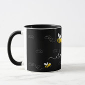 Mug Black happy bumble abeilles été fun humour monogra (Gauche)