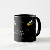 Mug Black happy bumble abeilles été fun humour monogra (Devant droit)
