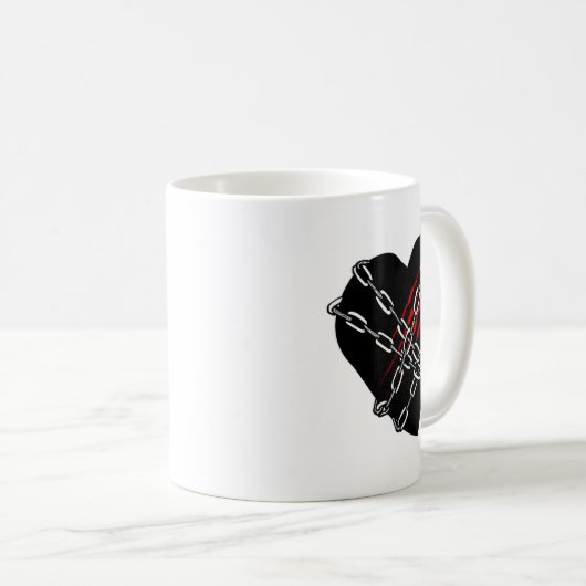 Mug Black Heart Red Chains Cool Gothic Valentines Day  (Devant droit)