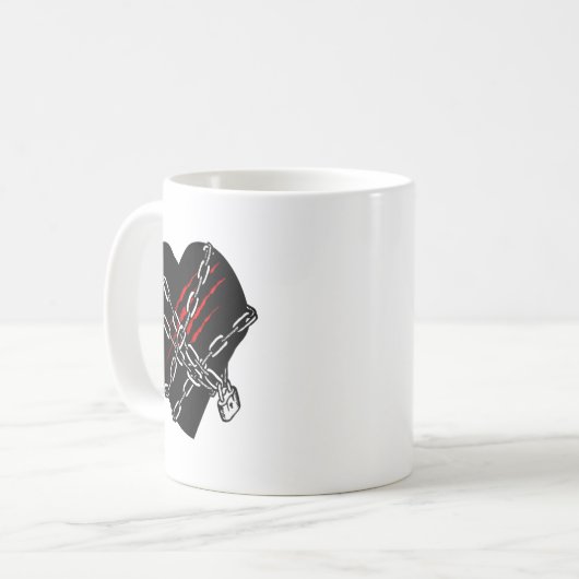 Mug Black Heart Red Chains Cool Gothic Valentines Day (Devant gauche)