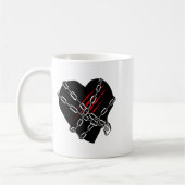 Mug Black Heart Red Chains Cool Gothic Valentines Day  (Gauche)