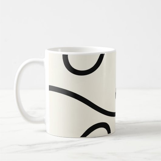 Mug Black Ivory Loop Line Abstract (Gauche)