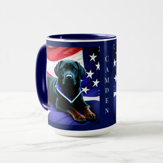 Mug Black Lab avec American Flag Patriotic (Devant gauche)