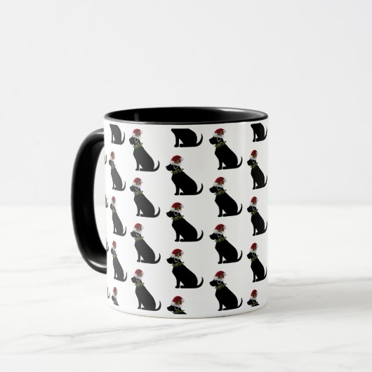 Mug Black Lab Chien Noël Santa Hat Holly Fun (Devant gauche)