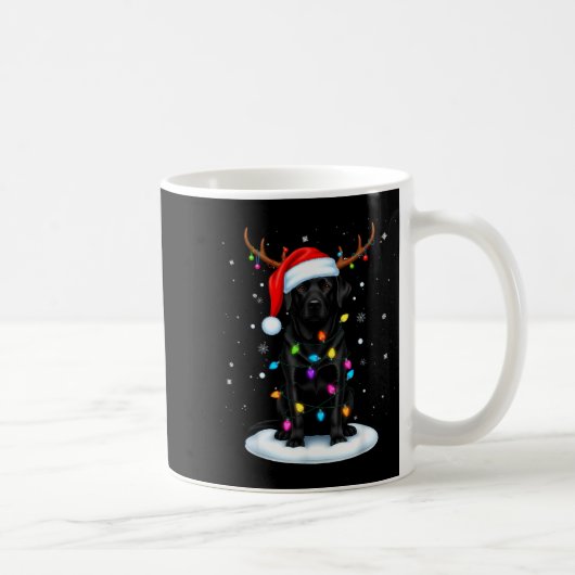 Mug Black Lab Labrador Christmas Dog Reindeer Lights P (Droite)