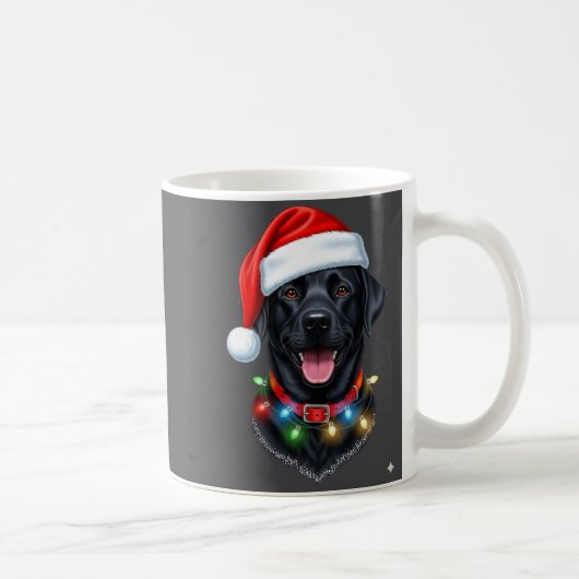 Mug Black Lab Labrador Christmas Dog Santa Hat Light P (Droite)