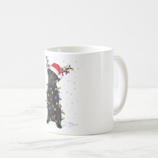 Mug Black Lab Labrador Christmas Tree Light Pyjama Chi (Devant droit)