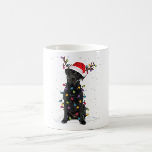 Mug Black Lab Labrador Christmas Tree Light Pyjama Chi (Centre)