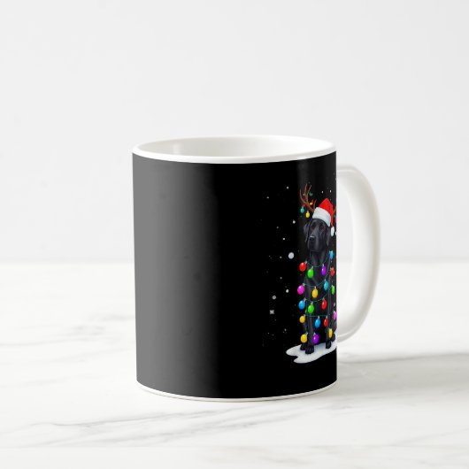 Mug Black Lab Labrador Dog Funny Christmas Lights Rein (Devant droit)
