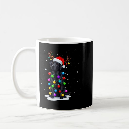 Mug Black Lab Labrador Dog Funny Christmas Lights Rein (Gauche)