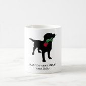 Mug Black Lab Valentine Chien tenant Red Rose (Centre)