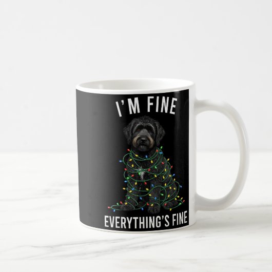 Mug Black Labradoodle Christmas I'm Fine Everything Is (Droite)