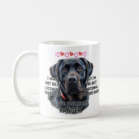 Mug Black Labrador, ajouter le nom du chien, modifier (Gauche)