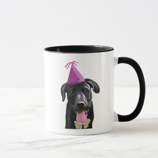 Mug Black Labrador Avec Casquette de fête (Droite)