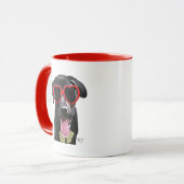Mug Black Labrador Avec Lunettes de soleil Coeur (Devant gauche)
