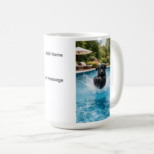 Mug Black Labrador Puppy Pool Plunge (Devant droit)