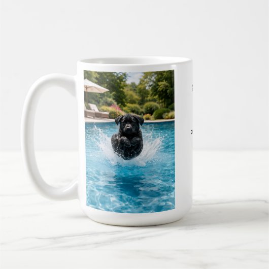 Mug Black Labrador Puppy Pool Plunge (Gauche)