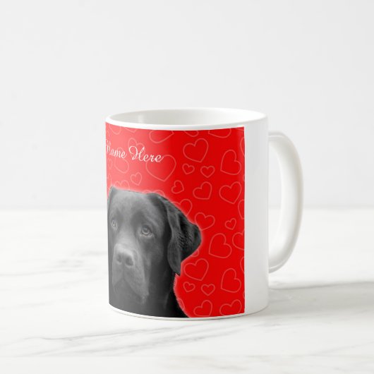 Mug Black Labrador Red Hearts (Devant droit)