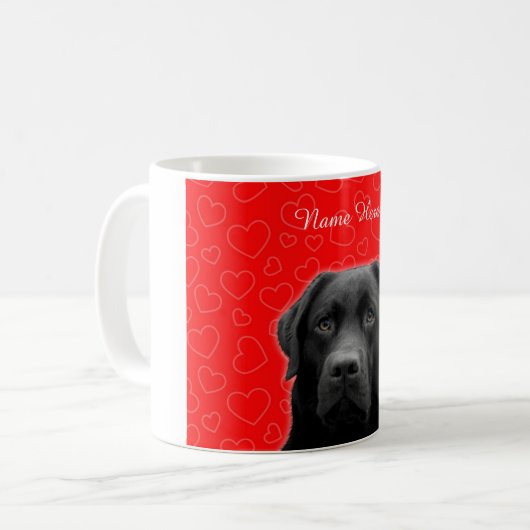 Mug Black Labrador Red Hearts (Devant gauche)