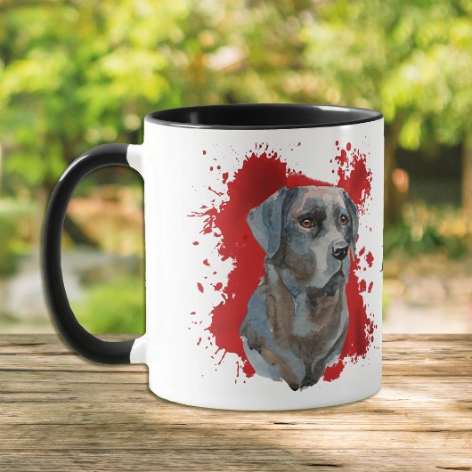 Mug Black Labrador Retriever Red Abstrait Arrière - pl