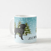 Mug Black Labrador Retriever Winter Forest Nom personn (Devant gauche)