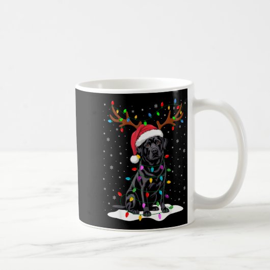 Mug Black Labrador Santa Hat Reindeer Tree Lights Chri (Droite)