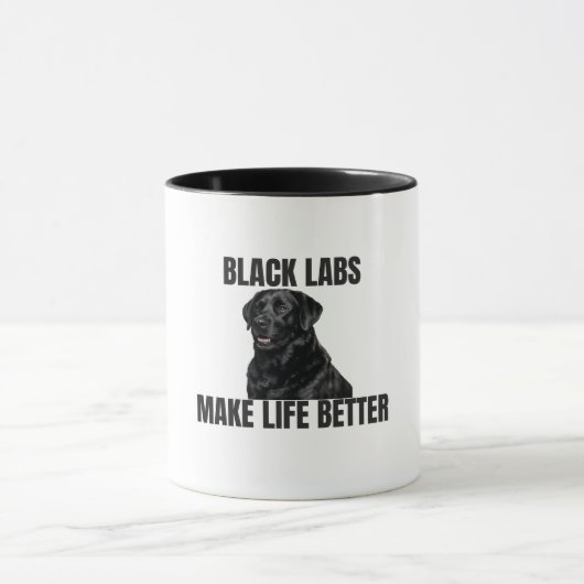 Mug Black Labs Make Life Better – Friendly Black Lab (Centre)