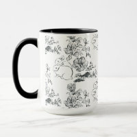 Black Line Art jote Rabbit et Flower