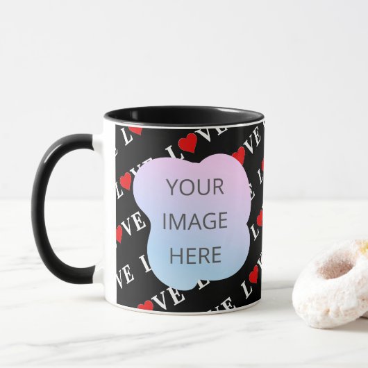 Mug Black LOVE tendance noir et blanc (Avec donut)