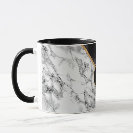 Mug Black & Marbre blanc Stone tendance - Ajouter votr (Gauche)