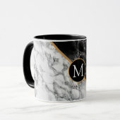 Mug Black & Marbre blanc Stone tendance - Ajouter votr (Devant gauche)
