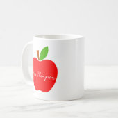 Mug Black Minimal Nom personnalisé Enseignant Red Appl (Devant gauche)