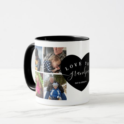 Mug Black Modern Best Grandpa Ever Photo personnalisée (Devant gauche)