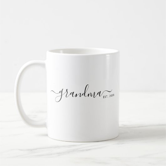 Mug Black Modern Script Established Grandma (Gauche)