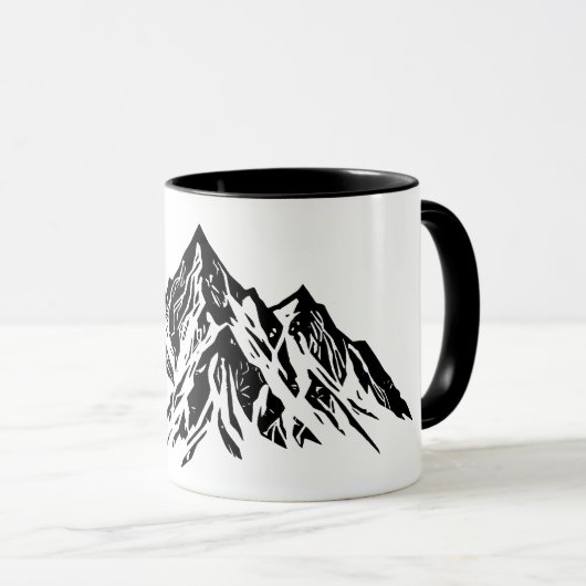 Mug Black Mountain Peaks | Modern Minimalist Hiking (Devant droit)