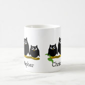 Mug Black Owls Design Personalised (Centre)