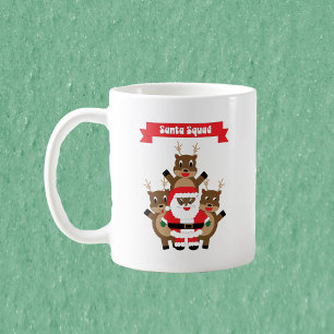 Mug Black Père Noël Squad Reindeer drôle