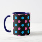 Mug Black Pink Blue Polka Dot Pattern (Gauche)