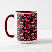 Mug Black Pink Red Hearts Love Pattern (Gauche)