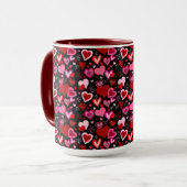 Mug Black Pink Red Hearts Love Pattern (Devant gauche)